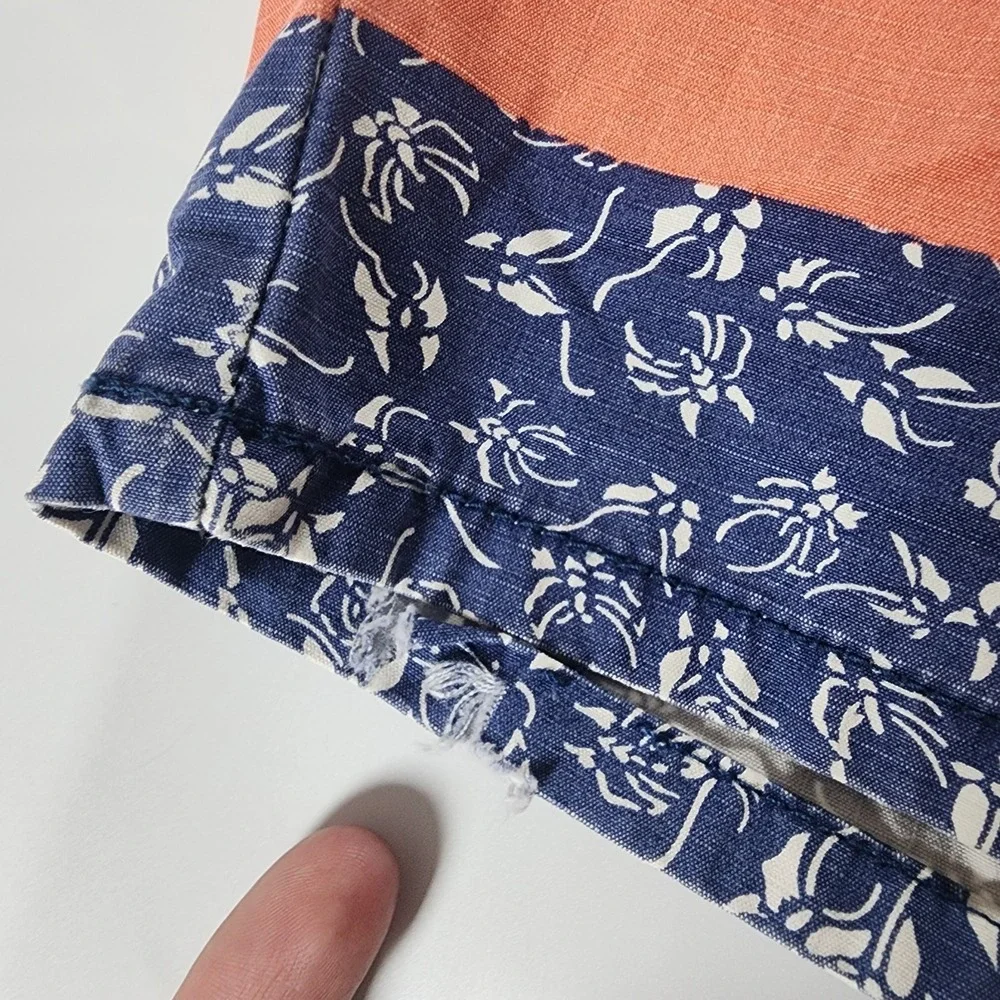Scotch & Soda Shorts Mens 36 Brown Blue Orange Floral All Over Print Bermuda